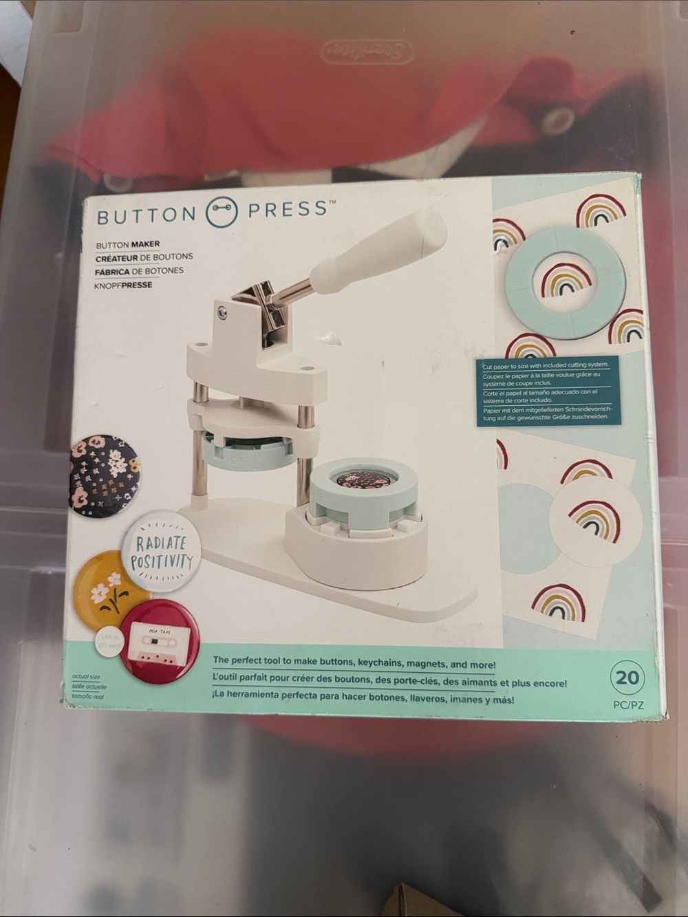Button Maker Kit by — White/Light Teal